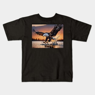 Bald Eagle Hunting For Fish Kids T-Shirt